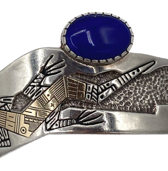 Vintage Sterling Silver, 14K Gold, and Lapis Lazu… - image 4