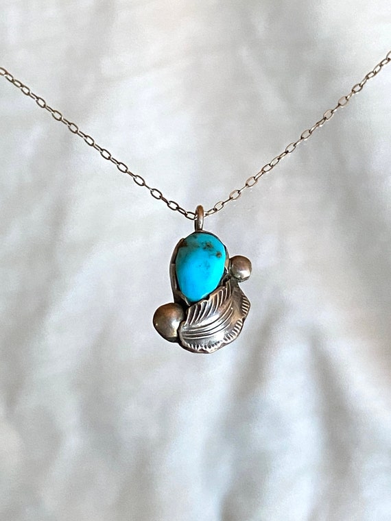Vintage Dan Simplicio Turquoise and Sterling Silver Pendant with Necklace