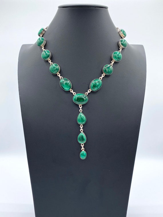 Sterling Silver and Malachite Necklace