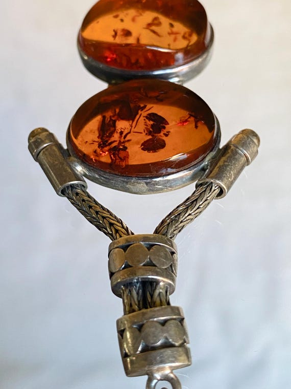 Joms Sterling Silver and Amber Bracelet with Five Large Stones View 5