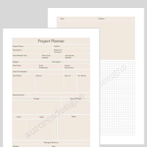 Ultimate Crochet/Knitting Printable Project Planner A4!! Digital Download file that keeps you organised and on track with your project!!
