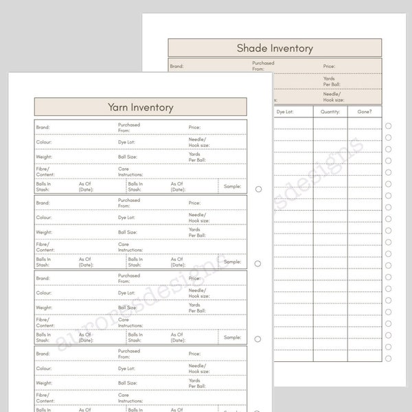 Ultimate Printable A4 Yarn Stash Organiser/Inventory and Shade Tracker!!