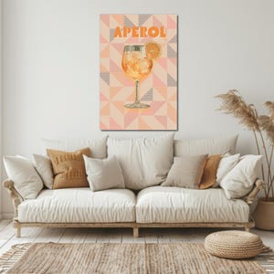 Impresión retro de Aperol Spritz: arte mural imprimible para decoración digital de cócteles retro