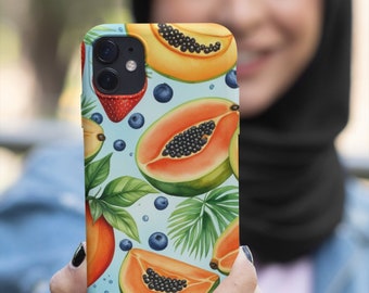 Papaya iPhone Case: Vintage Fruit Design, Protective Phone Case, Vintage papaya cover gift