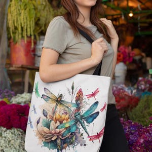 Vintage Dragonfly Tote Bag: Fashionable Polyester Shoulder Bag