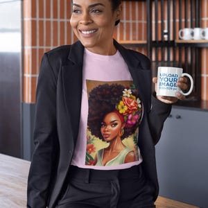 Vintage Floral Afro Face T-Shirt: Art African Tee
