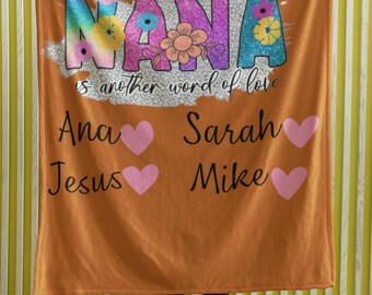 Custom Nana Blanket, Gift for Nana, gift for grandma,  nana personalized blanket, From grandkids gift, Celebrate mothers day