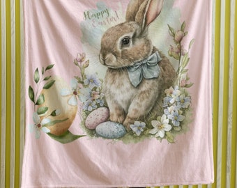Happy Easter  Blanket; Gift for easter, Love Easter, Love rabbit, Gift for woman
