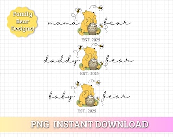 Klassieke Winnie de Poeh PNG-bundel, Vintage Poeh-clipart, Babyshower-sublimatie, Aquarel Poeh en vrienden, Direct digitaal downloaden