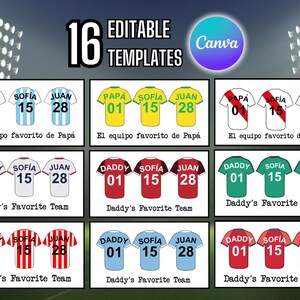 Customizable Soccer Jersey Canva Template Father's Day | COPA America Teams | Personalized Soccer Gift | Editable Soccer Jerseys Dad Gift