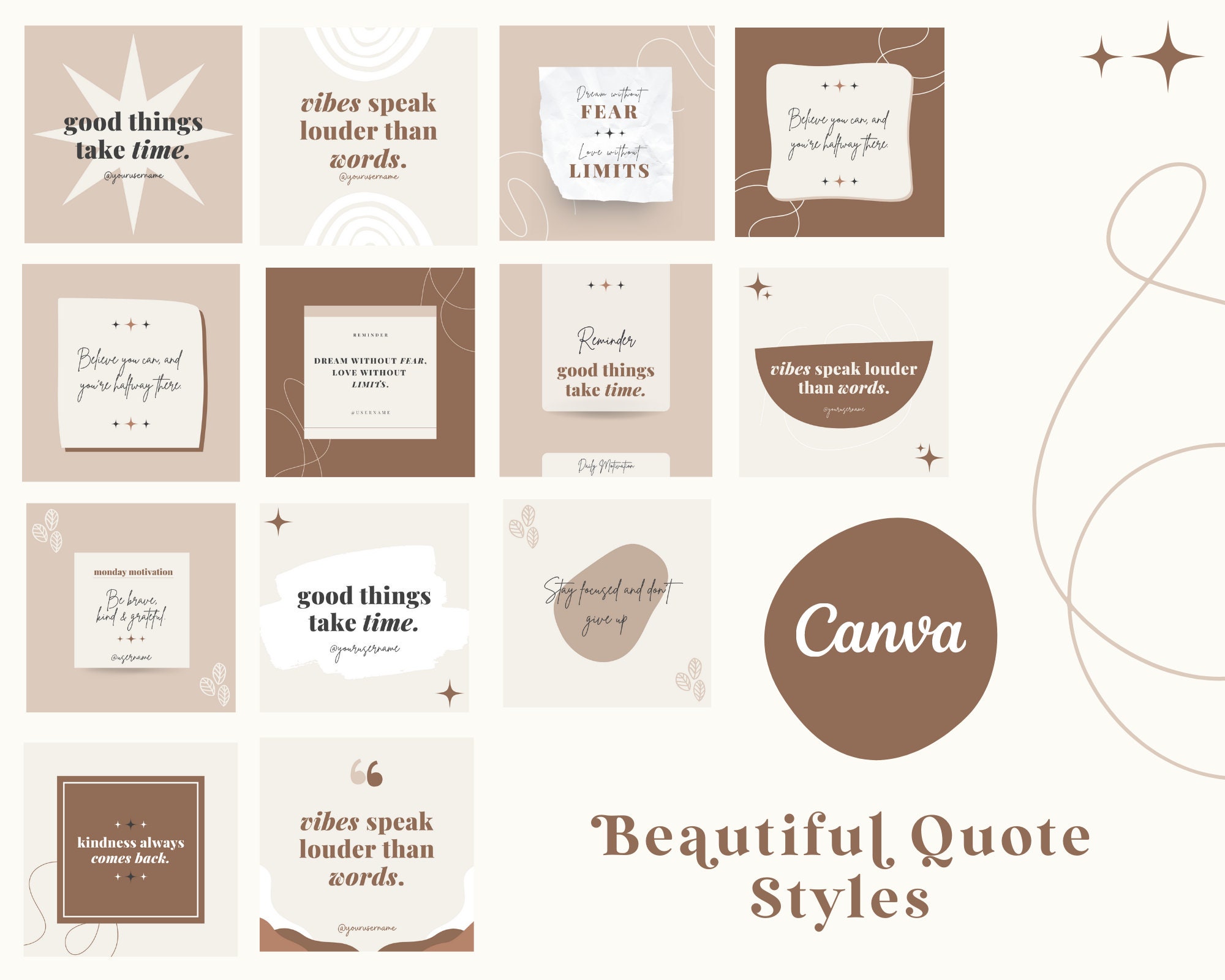 300 Boho Instagram Post Templates Canva | Boho Quotes - Boho Style ...