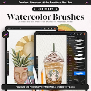 Realistic Watercolor Procreate Brushes | Ultimate Kit for Procreate, iPad Brushes, Watercolor Brushes, Watercolor Canvas | Digital Download