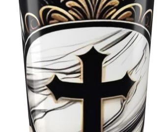 Floral Cross Design Tumbler | 20oz Stainless Travel Cup