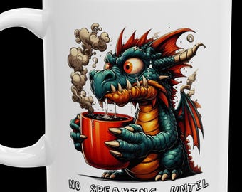 Colorful Ceramic Mug | Quirky Artwork, Fun Coffee Cup, Gift for Coffee Lovers, Cute Kitchenware, Unique Home Decor, Cute Dragon