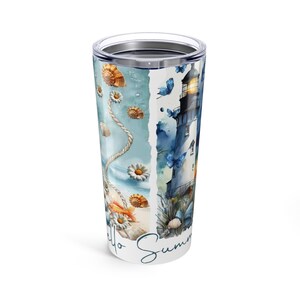 Coastal Summer Tumbler | Nautical Drinkware for Beach Lovers, Travel Mug, Ocean Inspired Gifts, 20oz Tumbler