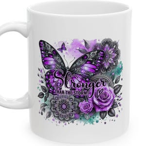 Floral Butterfly Inspirational Ceramic Mug | Purple Flower Coffee Cup | Unique Gift for Her | Tea Lover&#39;s Mug | Home Decor | Birthday Gift