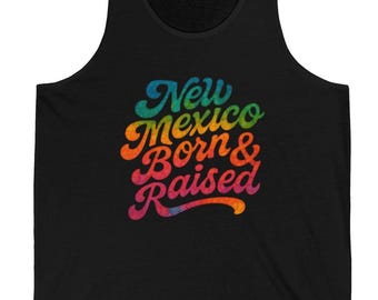 Uniseks tanktop New Mexico Born & Raised | Retroschrift, staatstrots