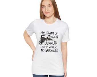 Mijn gedachtegang ontspoord T-shirt | Grappig grafisch spoorweg-T-shirt