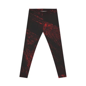 Women&#39;s Casual Leggings (AOP) - Black/Red Fractal Design