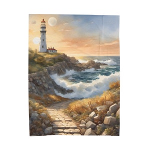Lighthouse Velveteen Plush Blanket