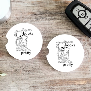 Books Are My Love Language Book Coaster for Car, Crazy Book Lady Car Coaster for Her, Book Themed Gifts, Book Coaster Set, Car Coaster Set Buy me books and