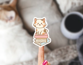 Cats and Books Sticker, Book Stickers Pack, Gifts Under 5 Women, Book Stickers Bundle, Book Themed Gifts, Book Stickers for Kindle