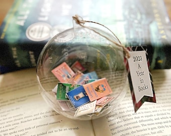 Year in Books Ornament, Book Lovers Gifts Ornament, Stocking Stuffers for Readers, Book Lover Gifts Ornament, Book Christmas Tree Ornament