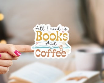 Coffee and Books Sticker, Tea and Books Sticker, Stocking Stuffers for Readers, Book Stickers Bundle, Book Lovers Gifts Christmas