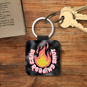 Freak in the Sheets Book Key Chain, Stocking Stuffers for Readers, Spread Those Pages Book Themed Keychain, Spicy Book Club Square Keychain Busy Reading Smut