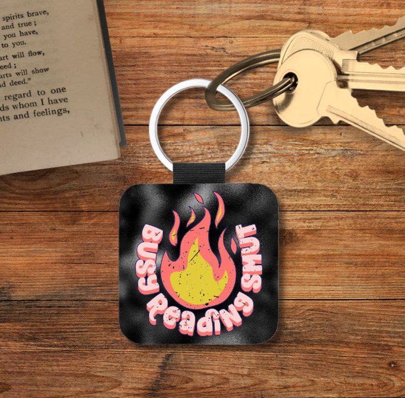 Freak in the Sheets Book Key Chain, Stocking Stuffers for Readers, Spread Those Pages Book Themed Keychain, Spicy Book Club Square Keychain Busy Reading Smut