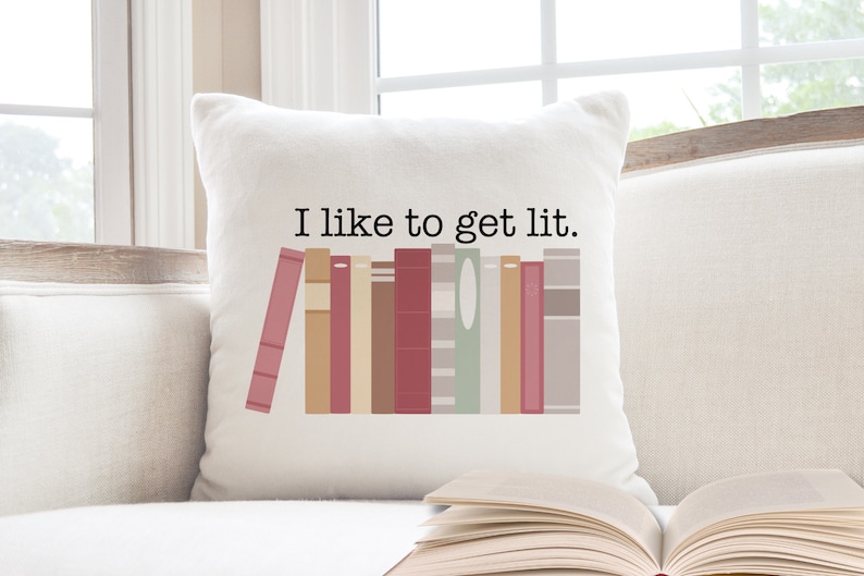I Read Past My Bedtime Pillow, Book Lover Pillow, Just One More Chapter Reading Nook Cushion, Book Themed Pillows, Book Themed Gifts I like to get lit