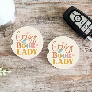 Books Are My Love Language Book Coaster for Car, Crazy Book Lady Car Coaster for Her, Book Themed Gifts, Book Coaster Set, Car Coaster Set Crazy Book Lady