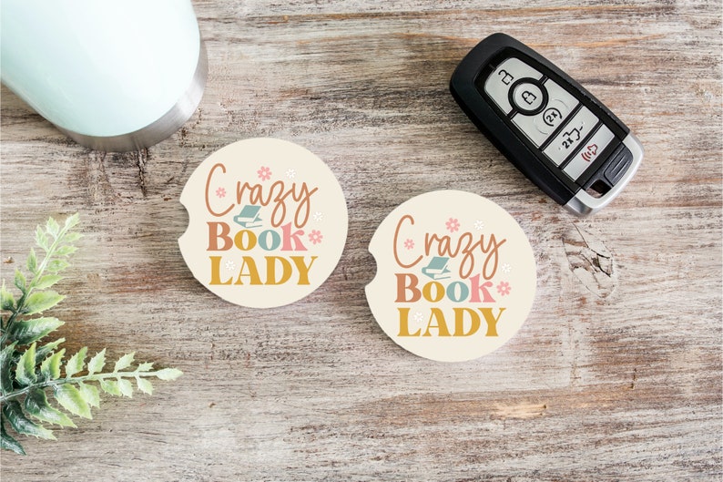 Books Are My Love Language Book Coaster for Car, Crazy Book Lady Car Coaster for Her, Book Themed Gifts, Book Coaster Set, Car Coaster Set Crazy Book Lady