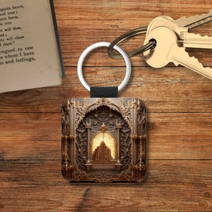 Gothic Book Lover Book Key Chain, Gothic Literature Book Themed Keychain, Gothic Library Book Keychain, Book Themed Gifts, Square Keychain Gothic books - 1