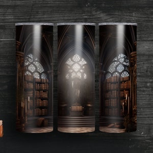 Gothic Book Lover Reusable Coffee Cup, Gothic Literature Book Coffee Cup, Books and Coffee Cup, Book Themed Gifts, Books and Coffee Tumbler Gothic books - 1