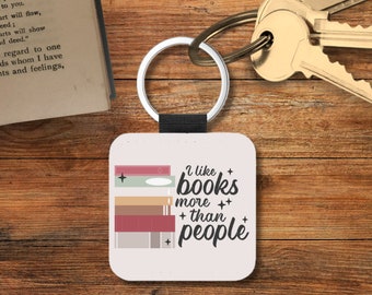 I Like Books More Than People Book Key Chain, Easily Distracted By Books Book Themed Keychain, Book Themed Gifts, Book Themed Merch