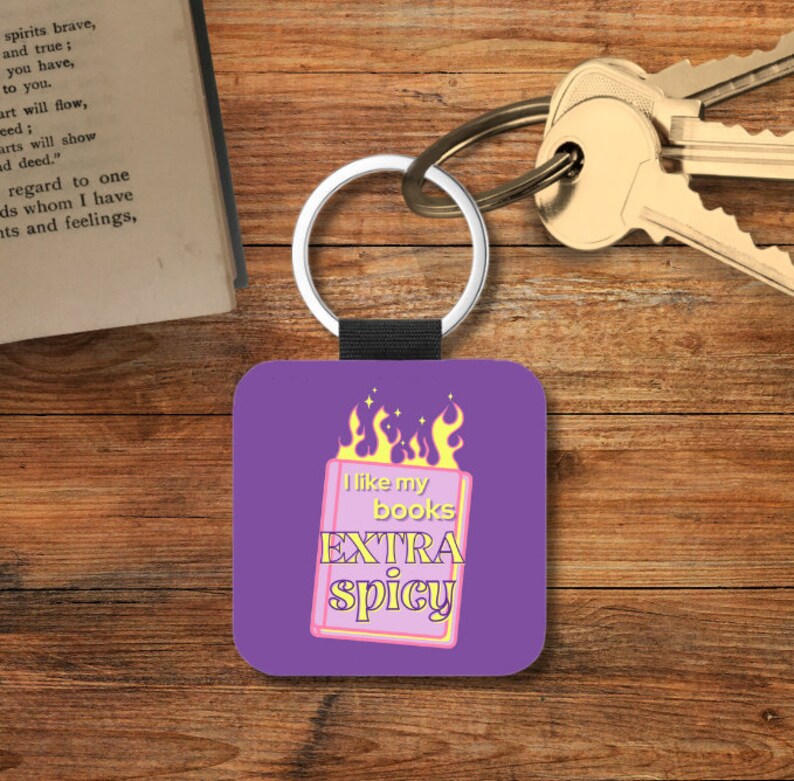 Freak in the Sheets Book Key Chain, Stocking Stuffers for Readers, Spread Those Pages Book Themed Keychain, Spicy Book Club Square Keychain I like my books