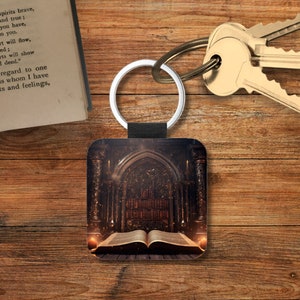 Gothic Book Lover Book Key Chain, Gothic Literature Book Themed Keychain, Gothic Library Book Keychain, Book Themed Gifts, Square Keychain Gothic books - 2