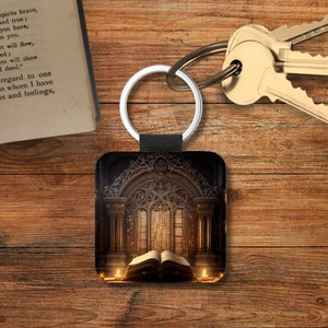 Gothic Book Lover Book Key Chain, Gothic Literature Book Themed Keychain, Gothic Library Book Keychain, Book Themed Gifts, Square Keychain Gothic books - 3