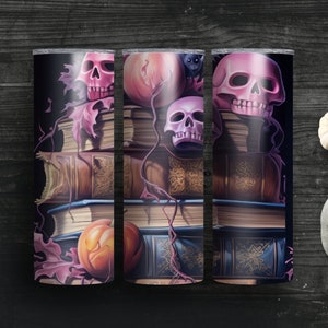Gothic Book Lover Reusable Coffee Cup, Gothic Literature Book Coffee Cup, Books and Coffee Cup, Book Themed Gifts, Books and Coffee Tumbler Halloween gothic - 1