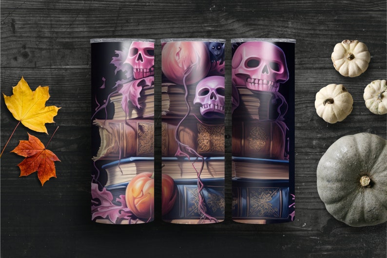 Gothic Book Lover Reusable Coffee Cup, Gothic Literature Book Coffee Cup, Books and Coffee Cup, Book Themed Gifts, Books and Coffee Tumbler Halloween gothic - 1