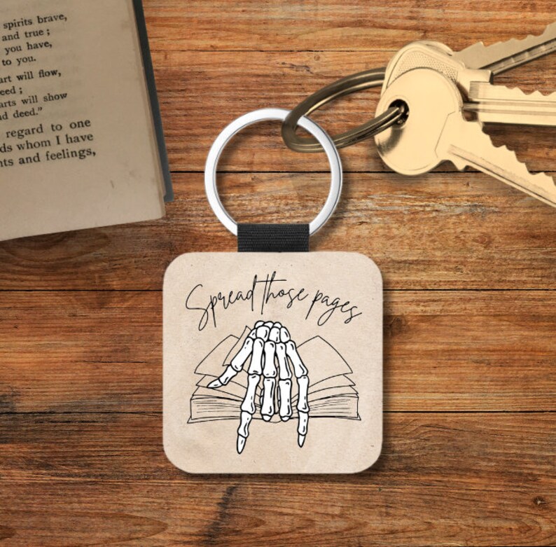Freak in the Sheets Book Key Chain, Stocking Stuffers for Readers, Spread Those Pages Book Themed Keychain, Spicy Book Club Square Keychain Spread those pages