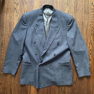 Vintage Givenchy Monsieur Wool Blazer Charcoal Double Breasted Structured 90s Designer Jacket