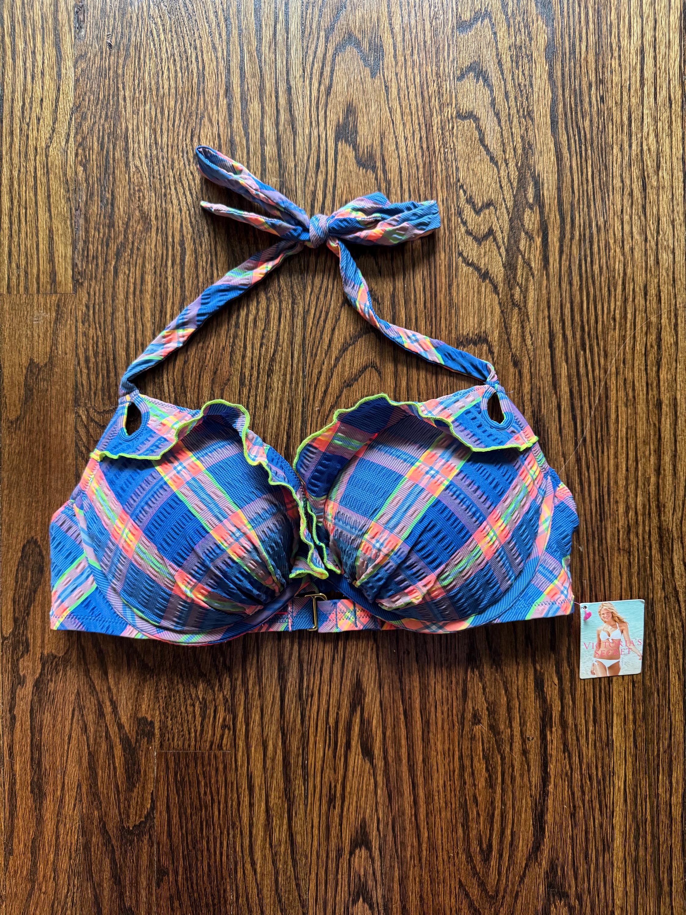 Haut De Bikini Bandeau Victoria's Secret - Taille 32B - Rayé Multicolore - Neuf Sans étiquettes