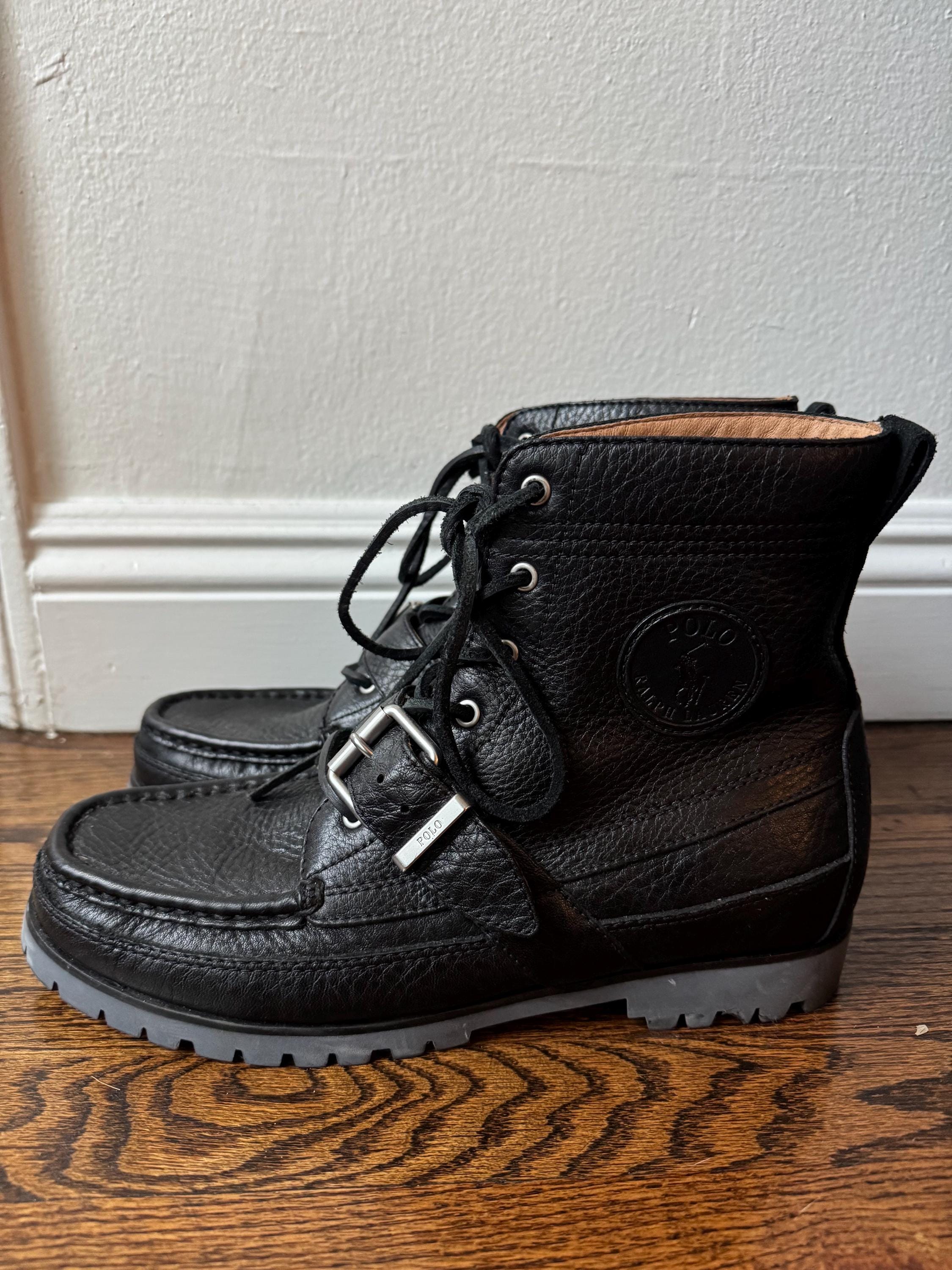 Polo by Ralph Lauren Men’s Black Leather Hainsworth Vintage New Old Stock Boots Amazon.com | POLO RALPH LAUREN Ranger Boot Black 1 7.5 D (M  main image 3