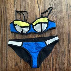 90s Vintage Neoprene Bikini Set