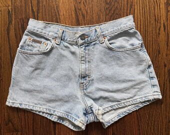 Vintage Calvin Klein Denim Shorts Made in USA High Rise Light Wash 90s CK Jeans