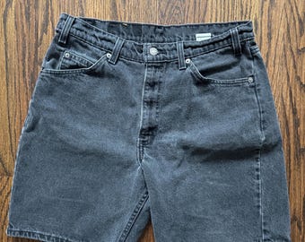 Vintage Levi's 550 denim short zwart relaxte pasvorm hoge taille jaren 90 Levi Strauss W31
