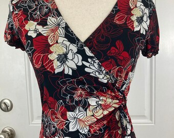 Y2K Vintage Floral Wrap Top