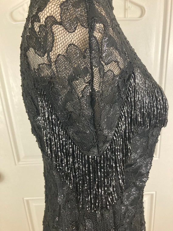 Vintage 90’s Black Beaded & Lace Dress | L/XL - image 6